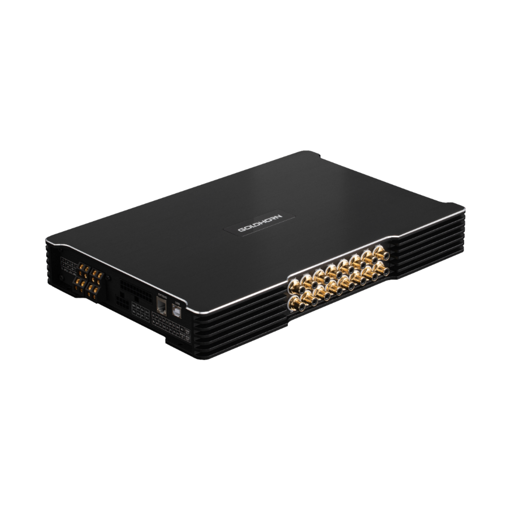Goldhorn DSPA 1616 Ultra DSP amplifier front angled view