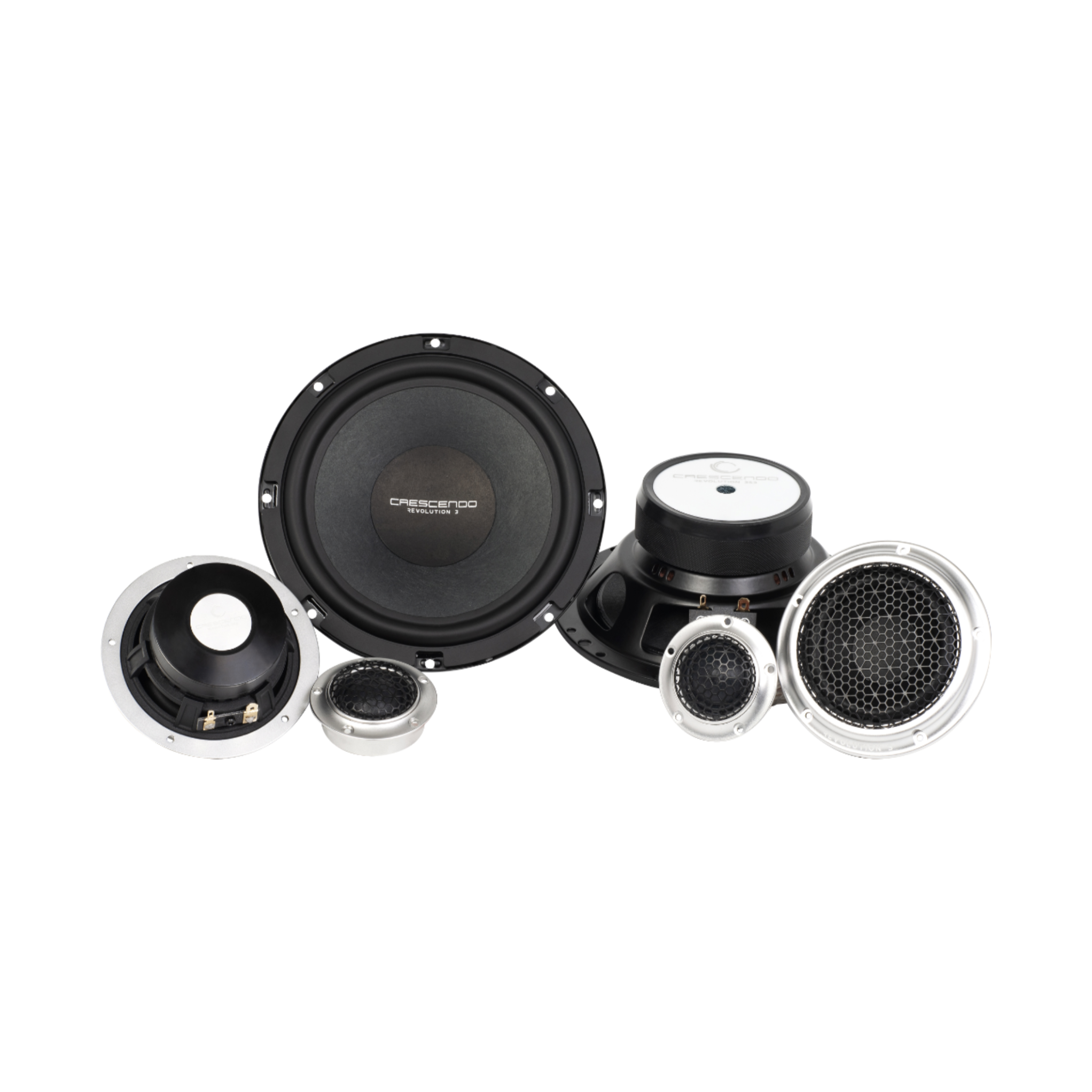 Crescendo Revolution 3S3 speaker system components