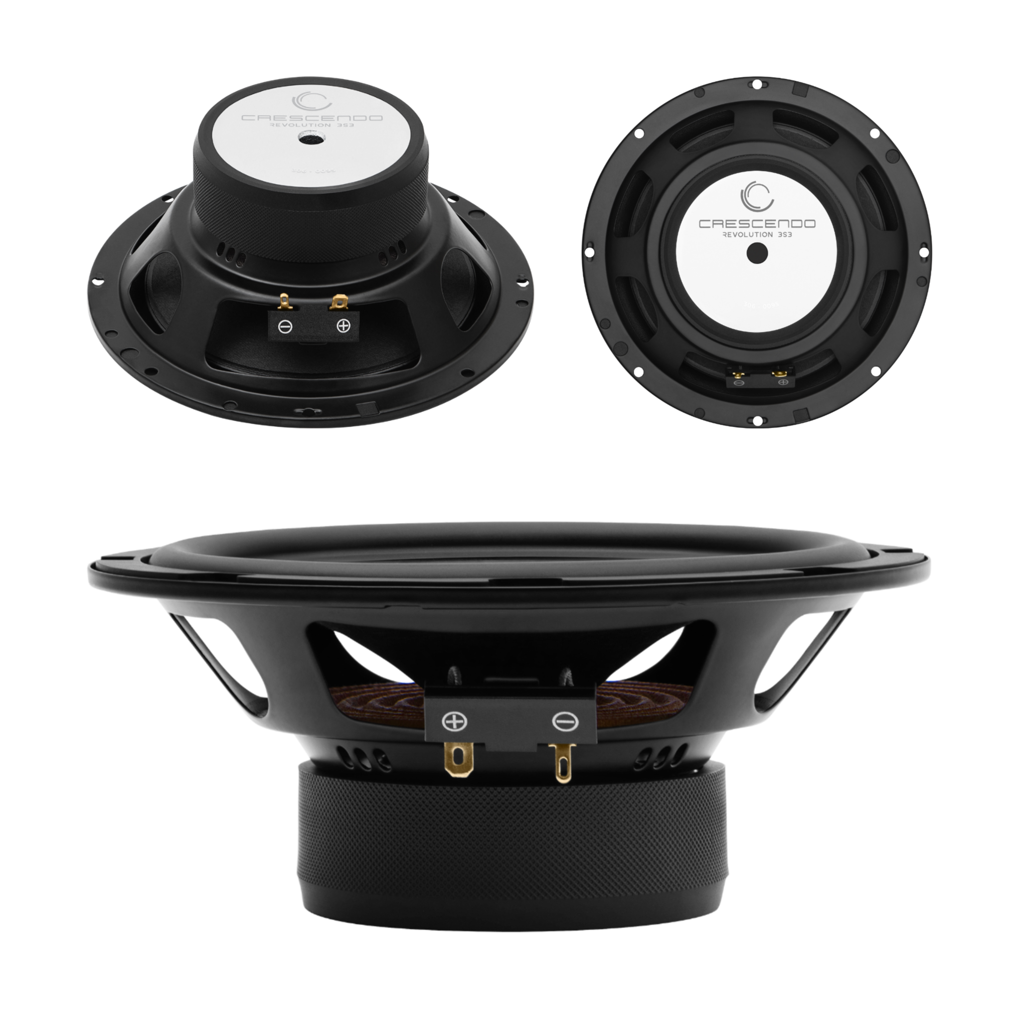 Crescendo Revolution 3S3 midbass speaker various angles