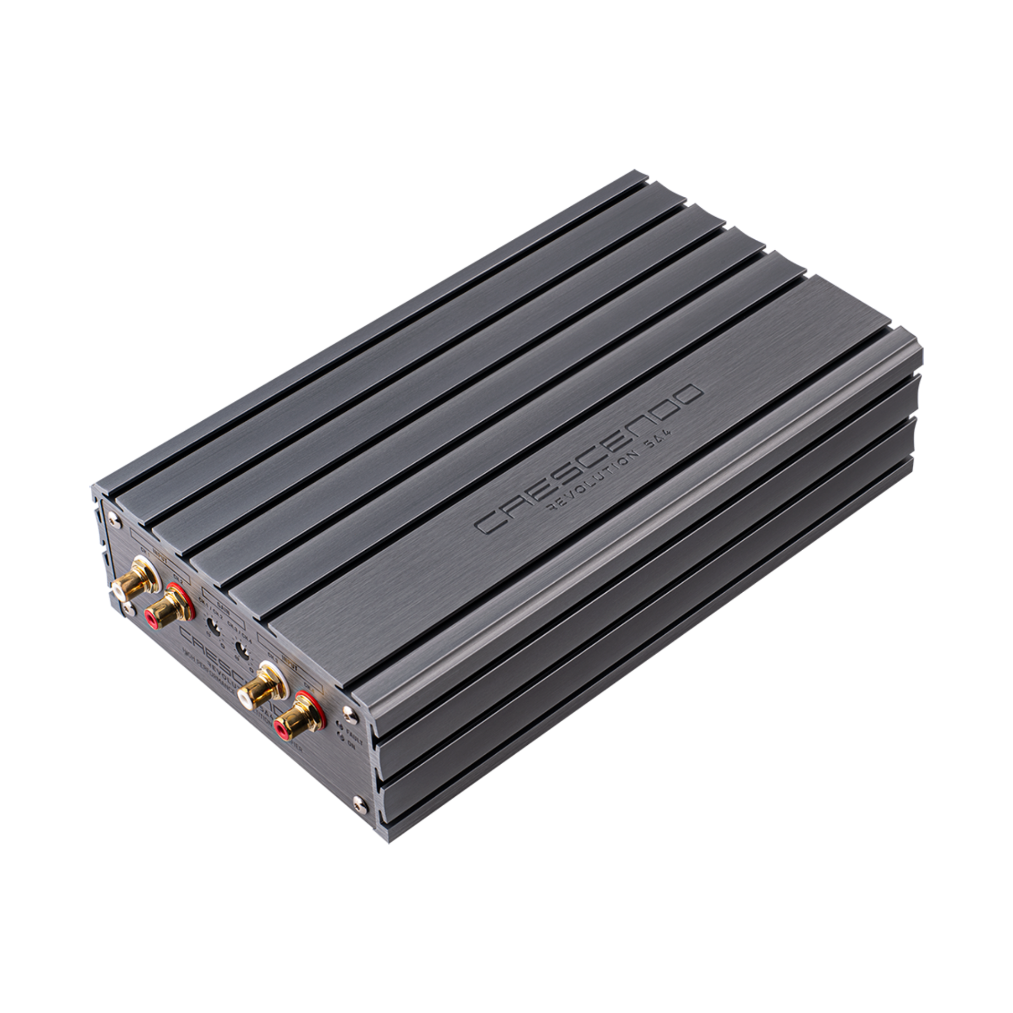 Crescendo revolution 5A4 4 channel amplifier angled view