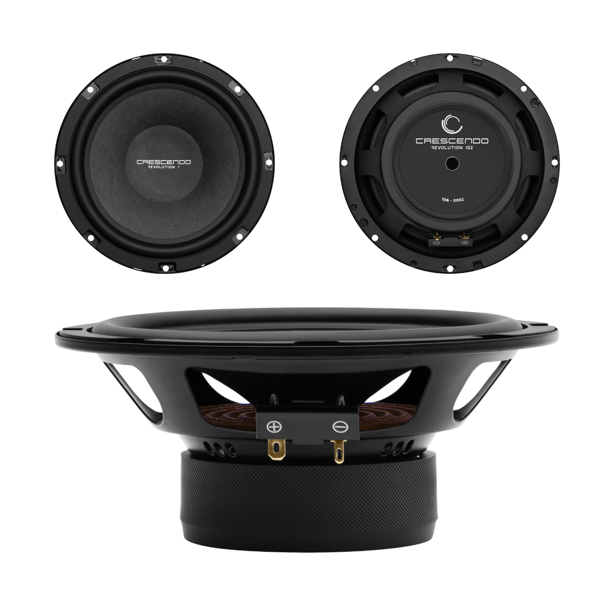 Crescendo revolution 1S2 midbass speaker various angles