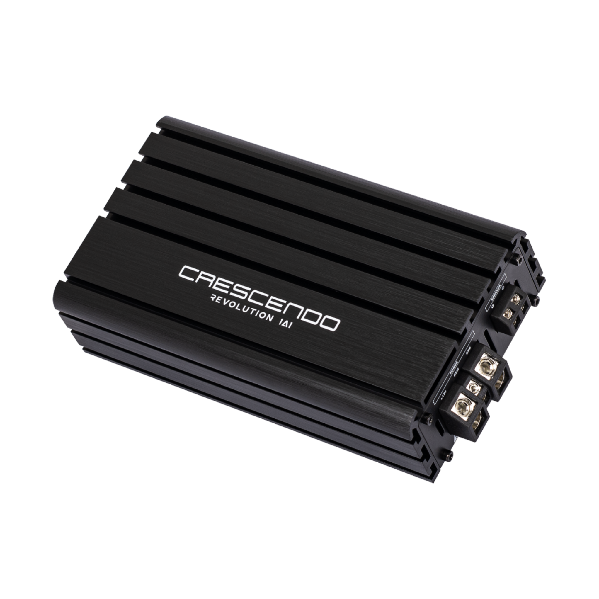 Crescendo revolution 1A1 subwoofer amplifier angled view