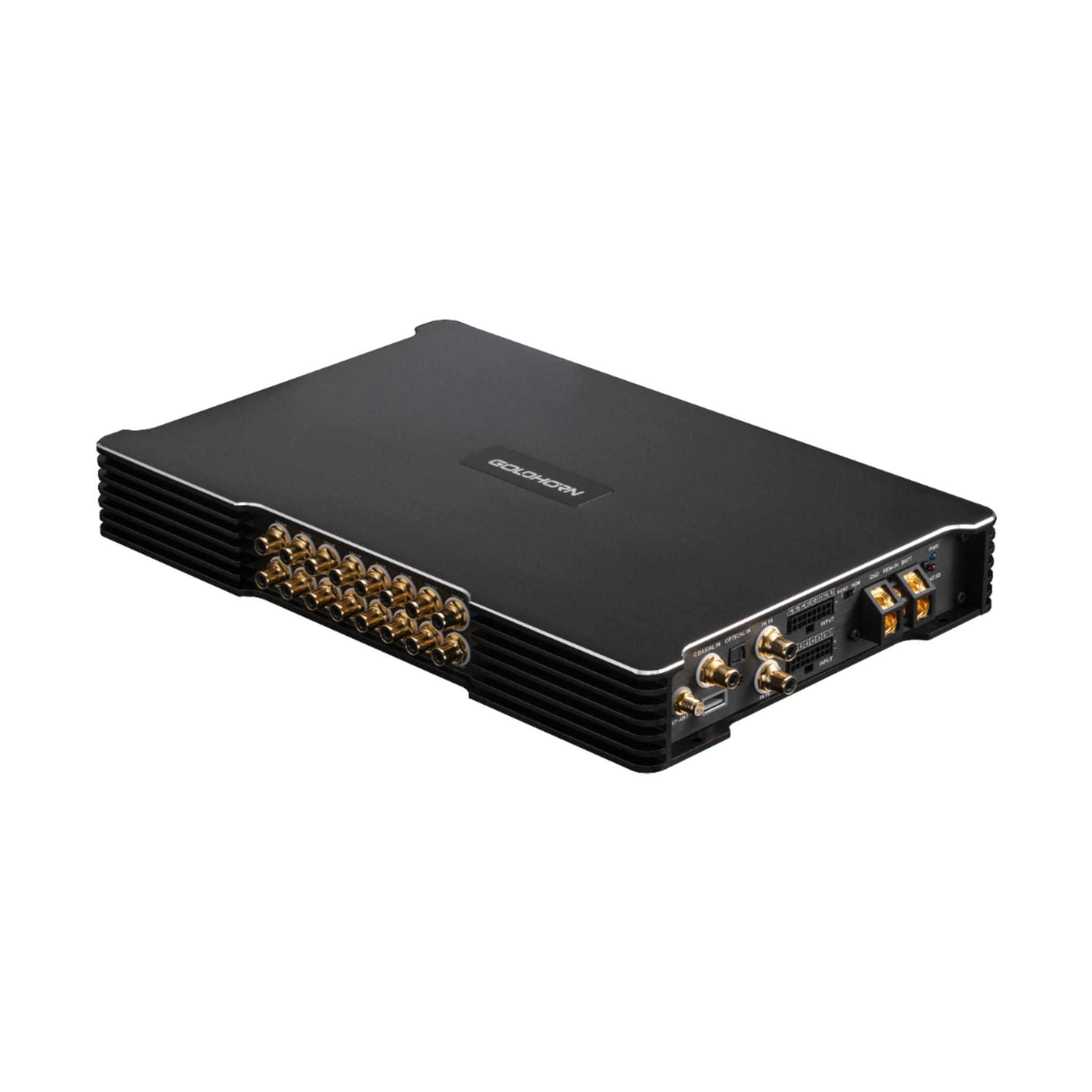 Goldhorn DSPA 1616 Ultra DSP amplifier angled view