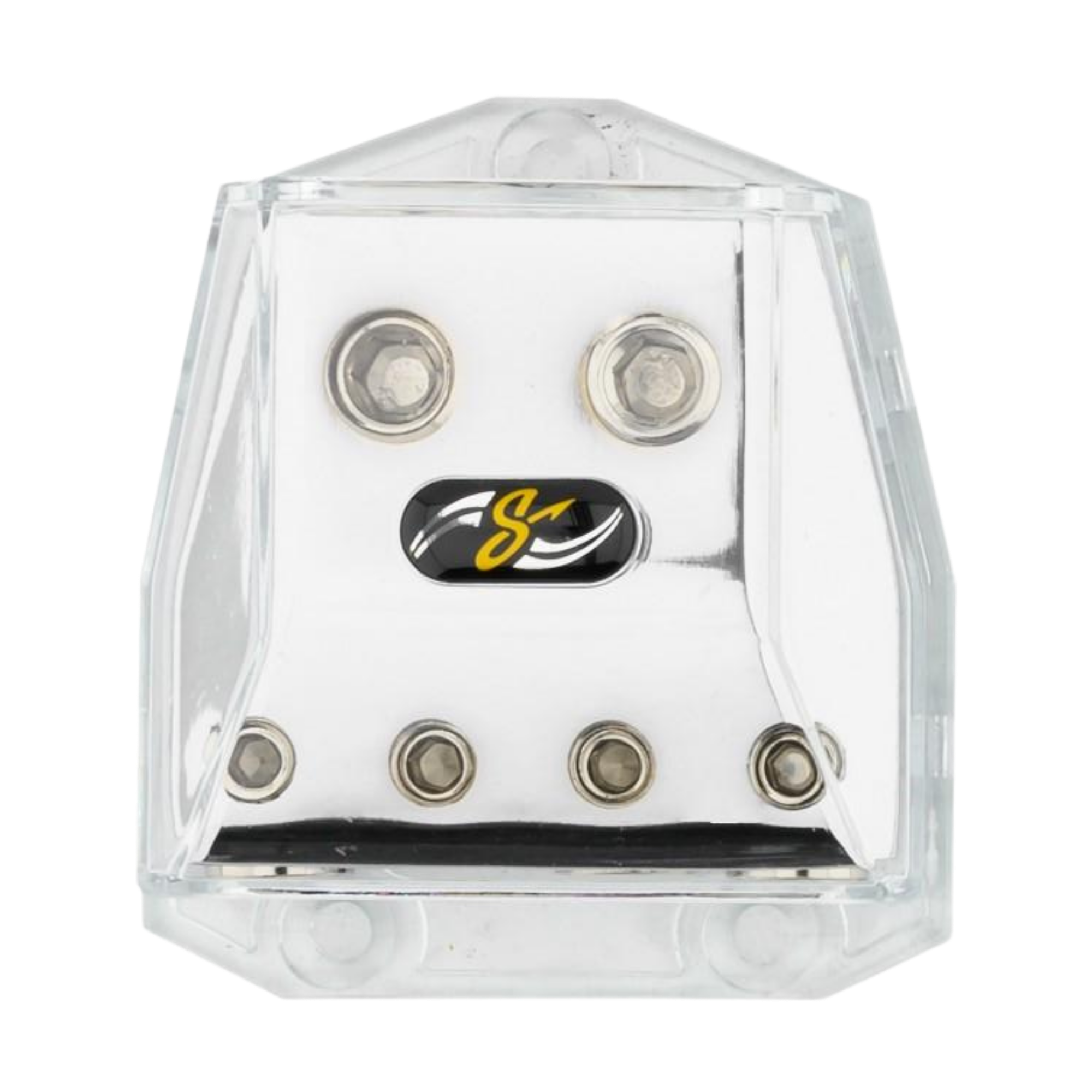 Stinger SHD21 satin chrome distribution block for 4GA and 8GA outputs