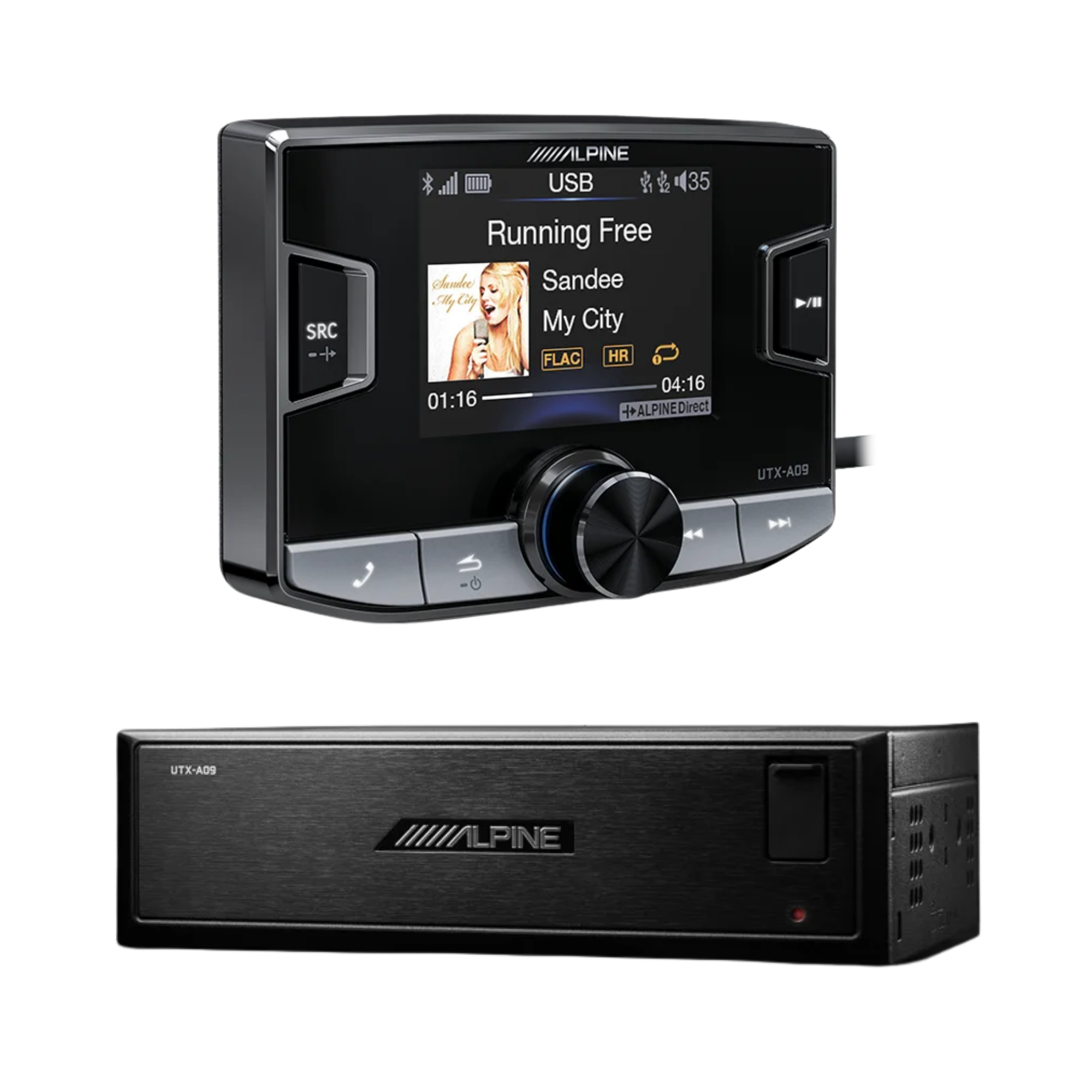 Alpine UTX-A09 PRO — Hi-Res Audio Digital Media AM/FM Receiver (Bluetooth + Dual USB)