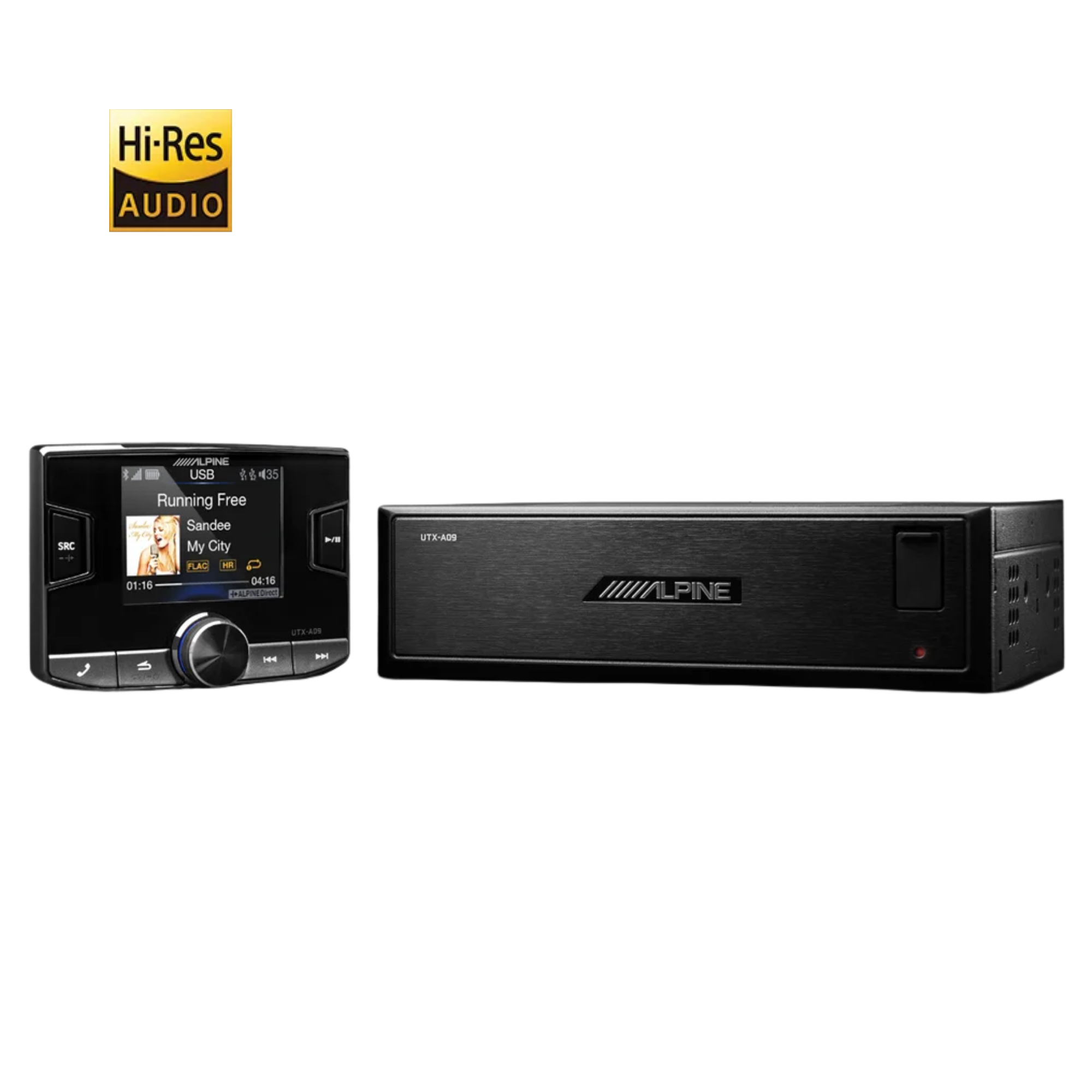Alpine UTX-A09 PRO — Hi-Res Audio Digital Media AM/FM Receiver (Bluetooth + Dual USB)