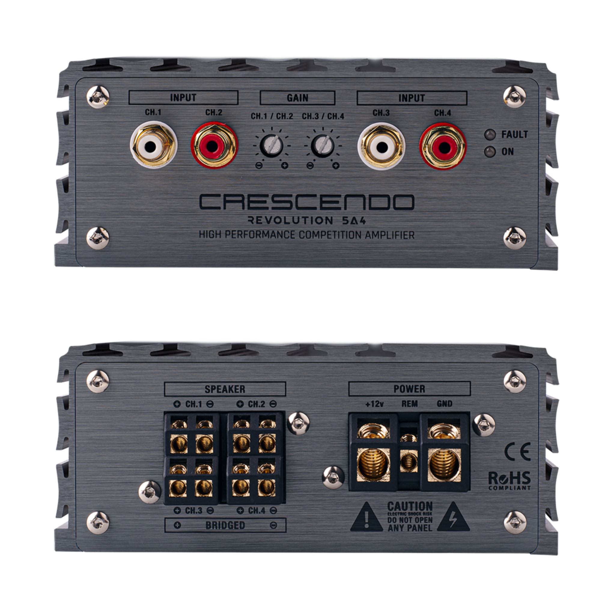Crescendo revolution 5A4 4 channel amplifier side view